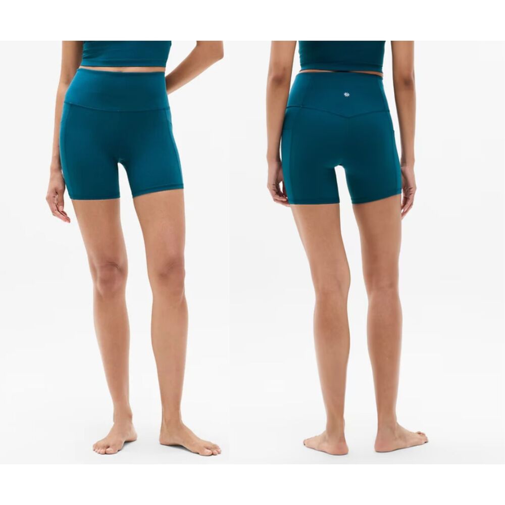 Athleta Teal High-Rise Athletic Bike Shorts
